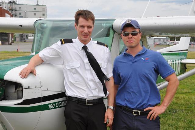 Brent and the proud instructor Jeff Davy after Brent&amp;#039;s first solo.