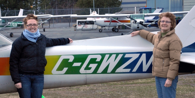 Back home: Leslie Cartwright and her mother by WZN following their epic trip to Kenora Ontario.