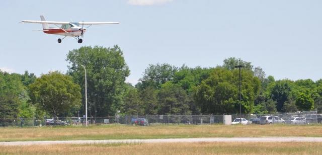 James Sullivan on short final at the end of his first solo flight, 4 June 2010.