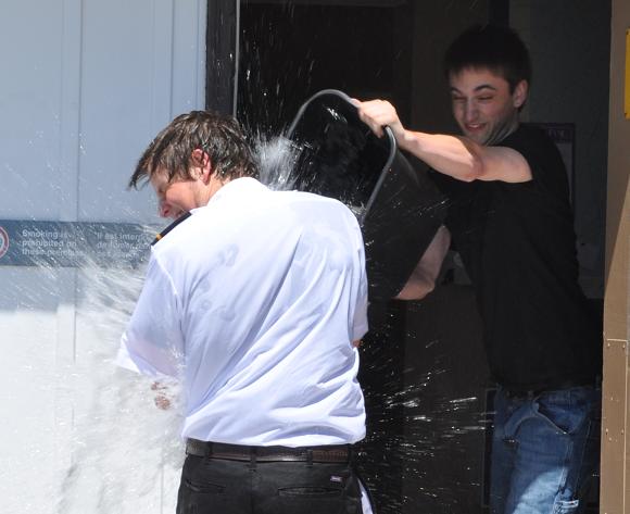 James getting his soaking after solo.