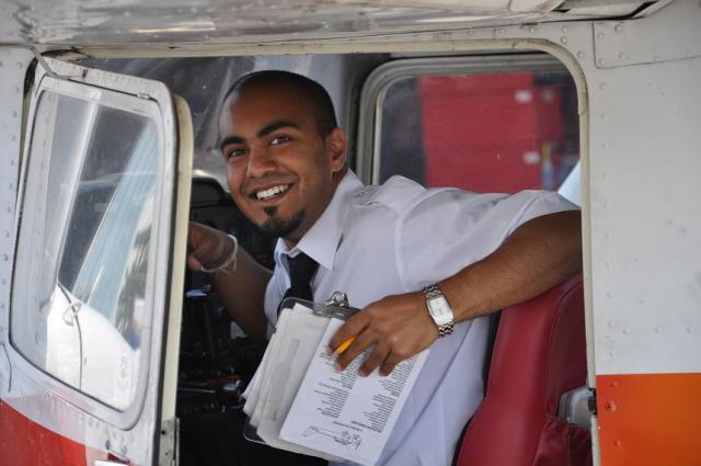 Sarang Radhakrishnan after his first solo flight.