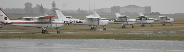 OFC Aircraft Weather Cocked on their tiedowns following a storm.