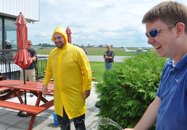 After receiving the celebratory soaking.: Was the raincout any help at all?