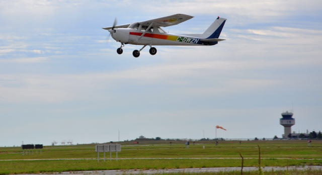 Hannah Ferguson on her first solo takeoff.