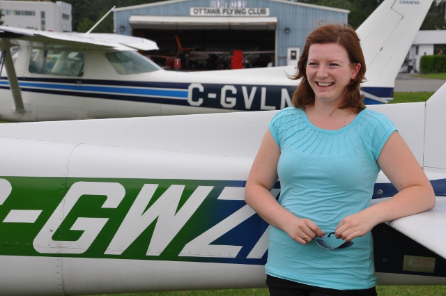 Heroine: Hannah after her first solo.