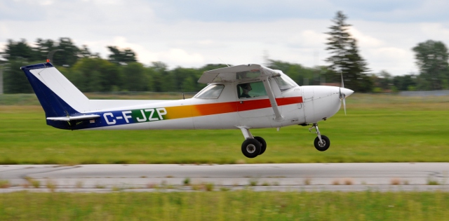 About to Touch Down: Patrick Allard about to land in JZP after his first solo flight.  A beautifully smooth landing is a great way to end the first solo.