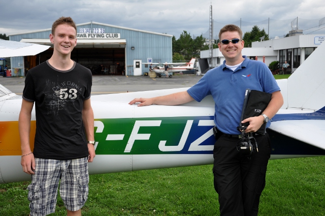Heros: Patrick and instructor Chris Busch after Patrick&amp;#039;s first solo.