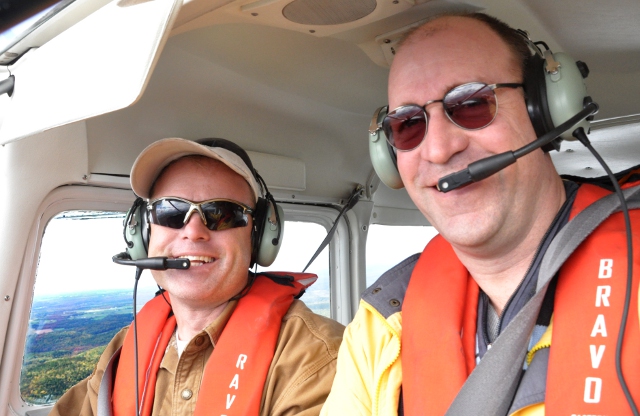 Happy Flyers: Jeff Mavor and myself at the controls of Jeff&amp;#039;s C-172 float plane.  It was a great day.