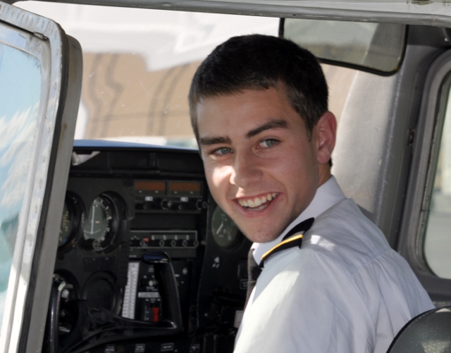 All Smiles: Jason's reaction to his first solo landing.
